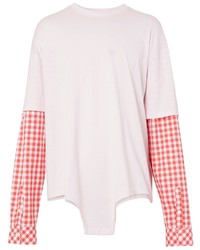 rosa Langarmshirt mit Vichy-Muster