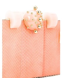 rosa Leder Clutch mit Schlangenmuster von Tonya Hawkes