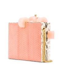 rosa Leder Clutch mit Schlangenmuster von Tonya Hawkes