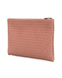 rosa Leder Clutch von Bottega Veneta