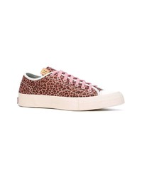 rosa Leder niedrige Sneakers mit Leopardenmuster von VISVIM