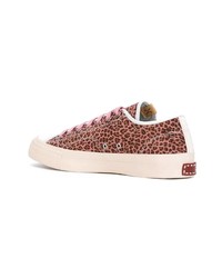 rosa Leder niedrige Sneakers mit Leopardenmuster von VISVIM