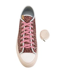 rosa Leder niedrige Sneakers mit Leopardenmuster von VISVIM