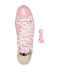 rosa Leder niedrige Sneakers mit Schlangenmuster von Converse