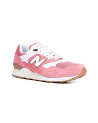 rosa Leder niedrige Sneakers von New Balance