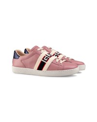 rosa Leder niedrige Sneakers von Gucci