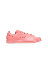 rosa Leder niedrige Sneakers von Adidas By Raf Simons