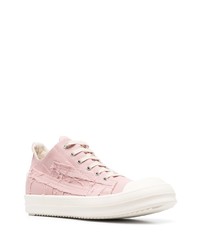 rosa Leder niedrige Sneakers von Rick Owens DRKSHDW