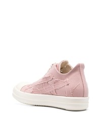 rosa Leder niedrige Sneakers von Rick Owens DRKSHDW