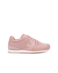 rosa Leder niedrige Sneakers von Emporio Armani