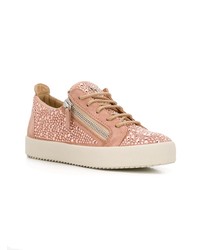 rosa Leder niedrige Sneakers von Giuseppe Zanotti Design