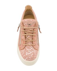 rosa Leder niedrige Sneakers von Giuseppe Zanotti Design