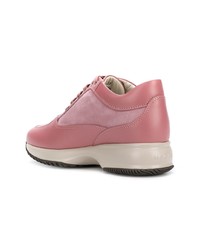 rosa Leder niedrige Sneakers von Hogan