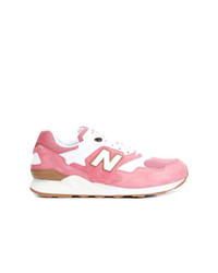 rosa Leder niedrige Sneakers von New Balance