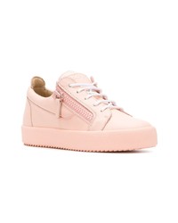 rosa Leder niedrige Sneakers von Giuseppe Zanotti Design