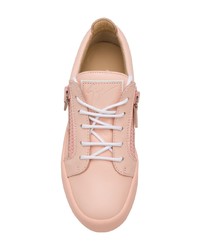 rosa Leder niedrige Sneakers von Giuseppe Zanotti Design