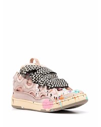 rosa Leder niedrige Sneakers von Lanvin