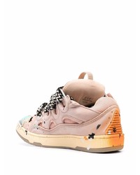 rosa Leder niedrige Sneakers von Lanvin