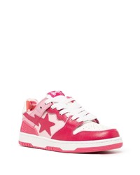 rosa Leder niedrige Sneakers von A Bathing Ape