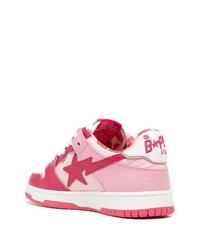 rosa Leder niedrige Sneakers von A Bathing Ape