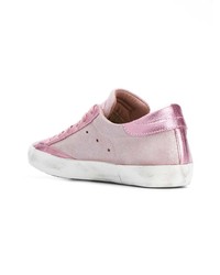 rosa Leder niedrige Sneakers von Philippe Model