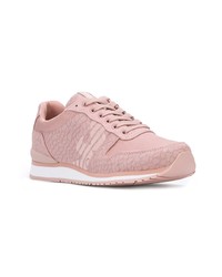 rosa Leder niedrige Sneakers von Emporio Armani