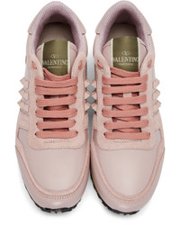 rosa Leder niedrige Sneakers von Valentino