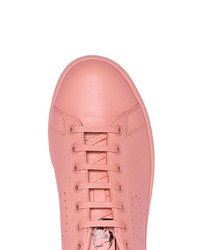 rosa Leder niedrige Sneakers von Adidas By Raf Simons