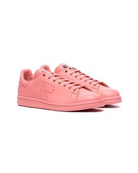 rosa Leder niedrige Sneakers von Adidas By Raf Simons