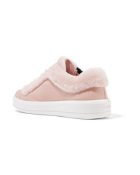 rosa Leder niedrige Sneakers von Prada