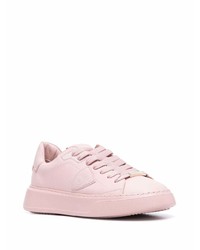 rosa Leder niedrige Sneakers von Philippe Model Paris