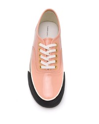 rosa Leder niedrige Sneakers von Fumito Ganryu