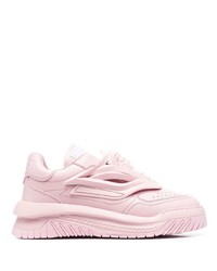 rosa Leder niedrige Sneakers von Versace
