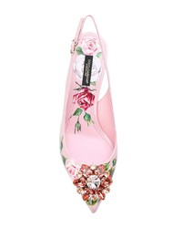 rosa Leder Pumps mit Blumenmuster von Dolce & Gabbana