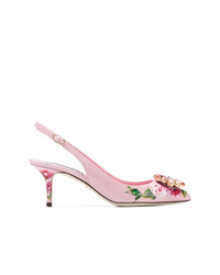 rosa Leder Pumps mit Blumenmuster von Dolce & Gabbana