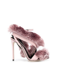 rosa Leder Sandaletten mit Fransen von Marco De Vincenzo