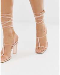 rosa Leder Sandaletten von ASOS DESIGN