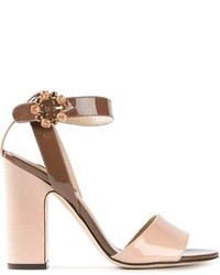 rosa Leder Sandaletten von Dolce & Gabbana