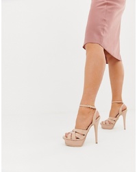 rosa Leder Sandaletten von Lipsy