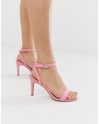 rosa Leder Sandaletten von New Look