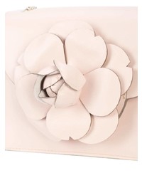 rosa Leder Umhängetasche mit Blumenmuster von Oscar de la Renta