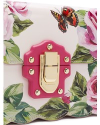 rosa Leder Umhängetasche mit Blumenmuster von Dolce & Gabbana