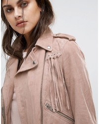 rosa Lederjacke von AllSaints