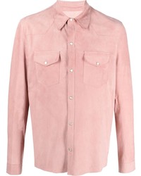 rosa Lederlangarmhemd