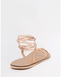 rosa Ledersandalen von Asos