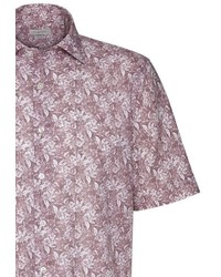 rosa Leinen Kurzarmhemd mit Blumenmuster von Bugatti