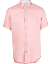 rosa Leinen Kurzarmhemd von BOSS