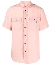 rosa Leinen Kurzarmhemd von Diesel