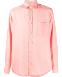 rosa Leinen Langarmhemd von BOSS