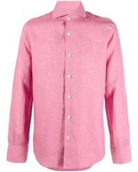 rosa Leinen Langarmhemd von Canali